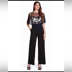 Adrianna Papell Black and White Wide Leg Jumpsuit 14P